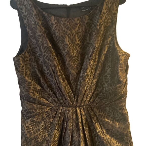 Pre Owned Women’s Max Cleo Zip Sleeveless Dress Gold Black Size 14 Festive Fun - Picture 9 of 12